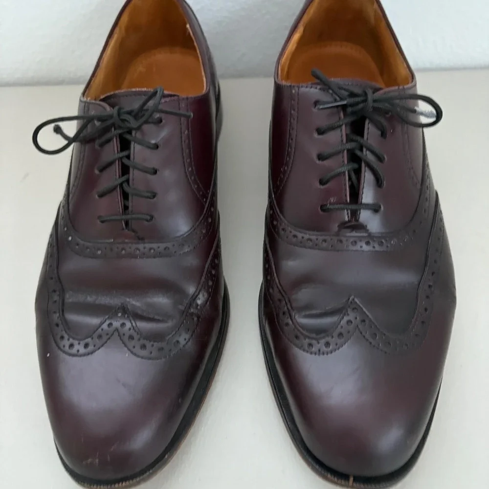 Cole Haan City Mens Burgundy Leather Wingtip Oxford Dress Shoes Size 9.5D Dressy